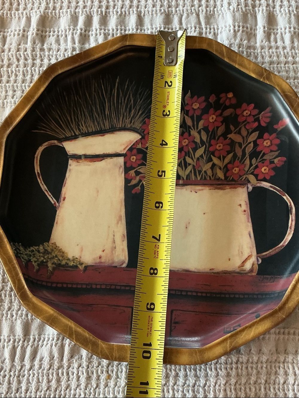 Black and Cream Floral Pitcher Decorative Wall Tray - Picture 9 of 9